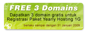 Promo Akhir Tahun 2008 - Free 3 Domains